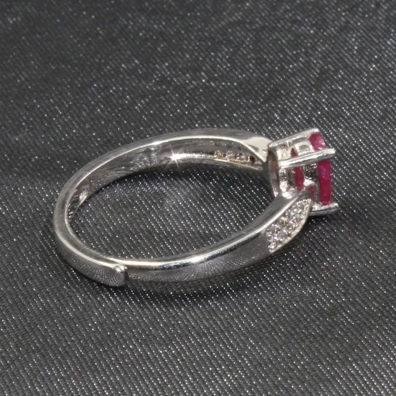 CoLife Jewelry Ruby Ring for Engagement 5mm*7mm 100% Real Ruby Silver Ring Solid 925 Silver Ruby Jewelry Birthday Gift for Woman