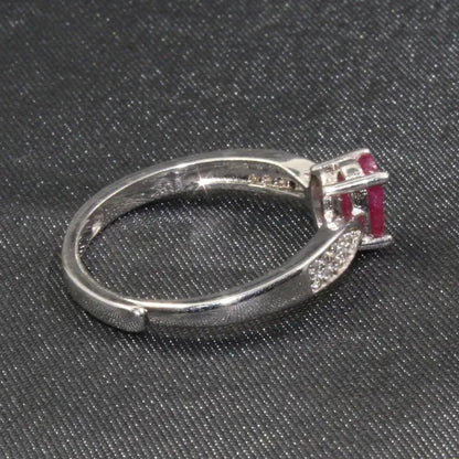 CoLife Jewelry Ruby Ring for Engagement 5mm*7mm 100% Real Ruby Silver Ring Solid 925 Silver Ruby Jewelry Birthday Gift for Woman