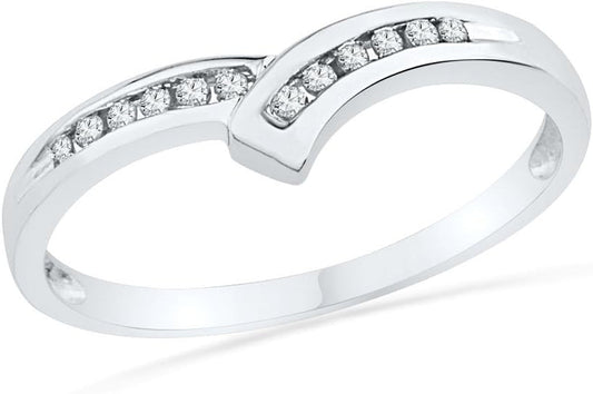 10KT White Gold round Diamond Fashion Ring (1/10 CTTW)