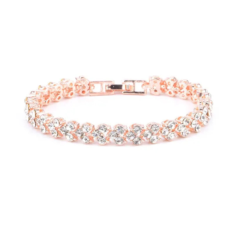 Hip Hop Bling Iced Out Cubic Zirconia Charm Bracelet Gold Silver Tennis Chain Bracelets Women 3 Row Link Chain Jewelry