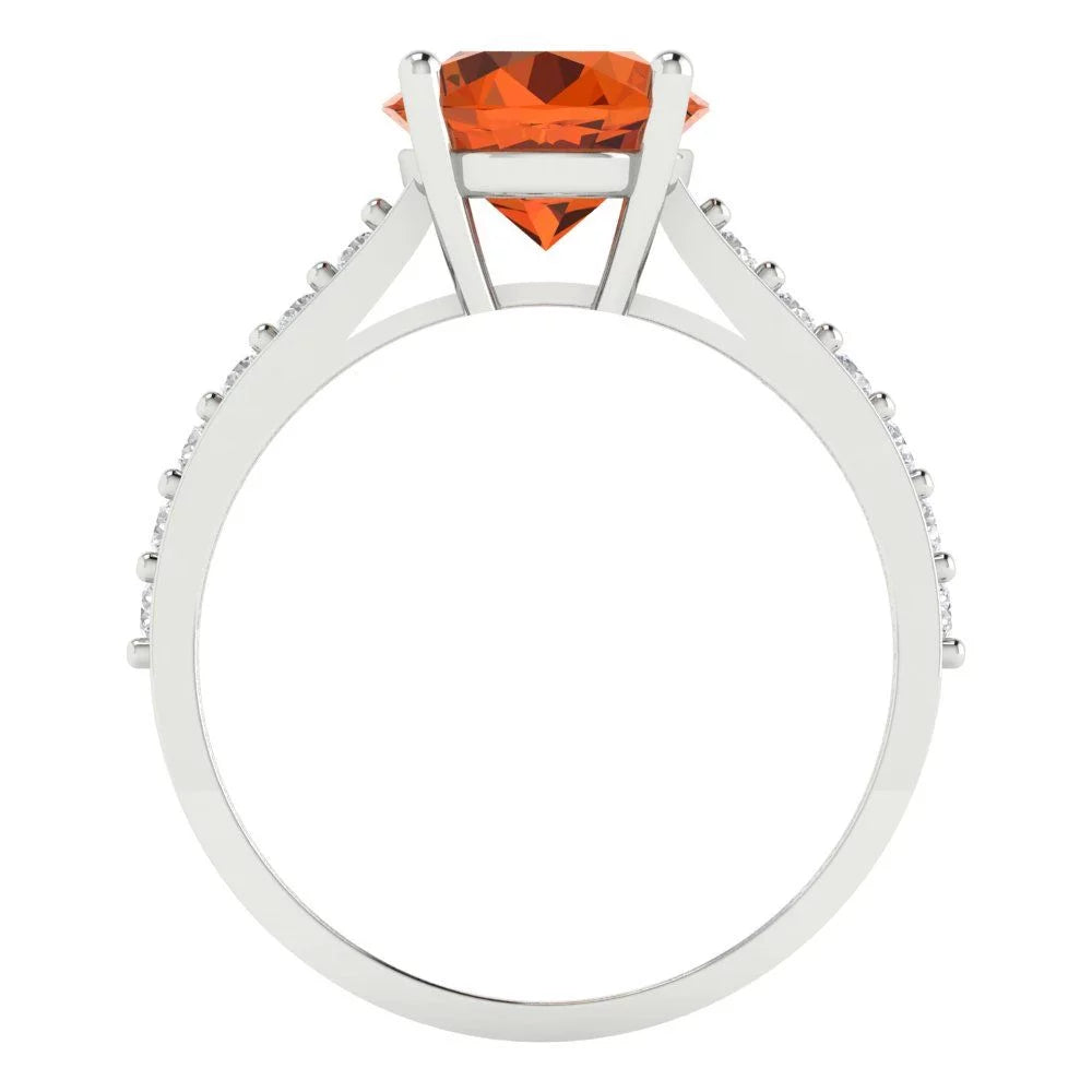 2.18Ct round Cut Simulated Tourmaline 14K White Gold Anniversary Engagement Ring Size 3.75
