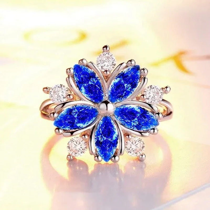 Elegant Women'S Flower Ring Luxury Pink Zircon Ring, Fashionable Flower Shape Women'S Ring, Engagement, Wedding Ring, Princess Ring, Promise Ring, Valentine'S Day, Christmas Gift. Size US5-11. Happy Shopping!