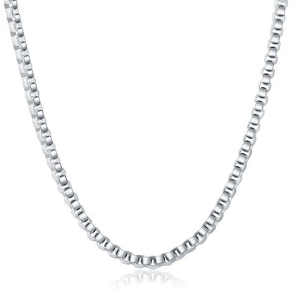925 Silver Beautiful round Box Chain Necklace Bracelet for Woman Men Fashion Wedding Party Bridal Jewelry Set