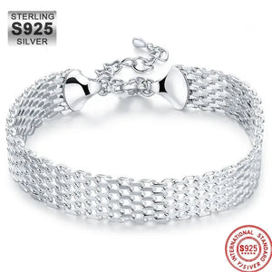 Hot New 925 Sterling Silver Bracelets for Women Exquisite Fashion Weaving Chain Fashion Wedding Party Gifts Jewelry