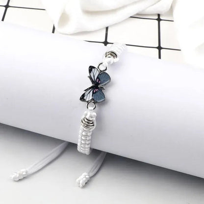 2022 Hot Adjustable Braided String Bracelet for Women Grey Butterfly Pendant Handmade Charm Bangles Fashion Girl Jewelry