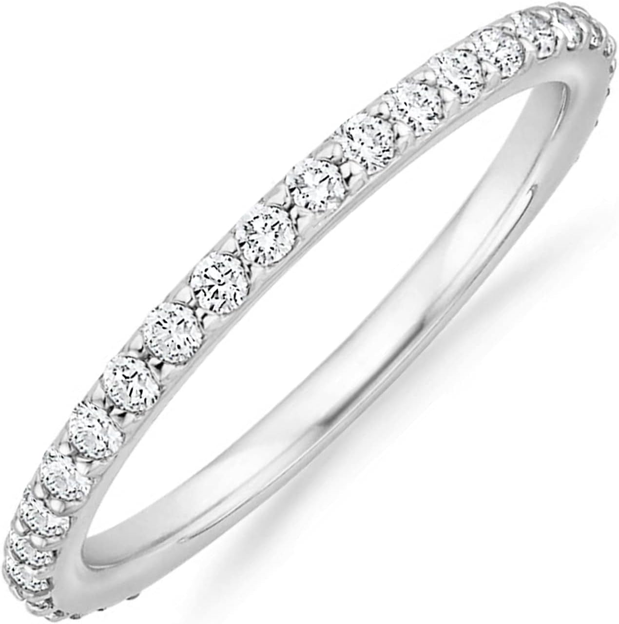 14K Gold Plated Cubic Zirconia Diamond Stackable Eternity Bands for Women