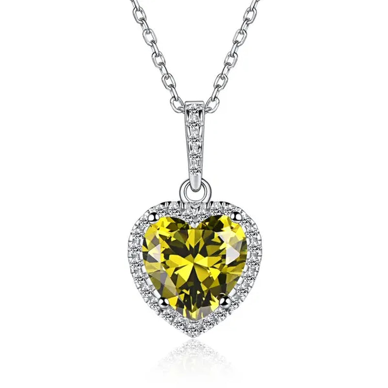 Women's Birthstone Necklace Ruby/Sapphire/ Amethyst Jewelry 925 Sterling Silver Chain Love Heart Pendant Crystal  12 Month Birth Stones Pendant for Women Girls, 誕生石,pierre de naissance,Valentines gift