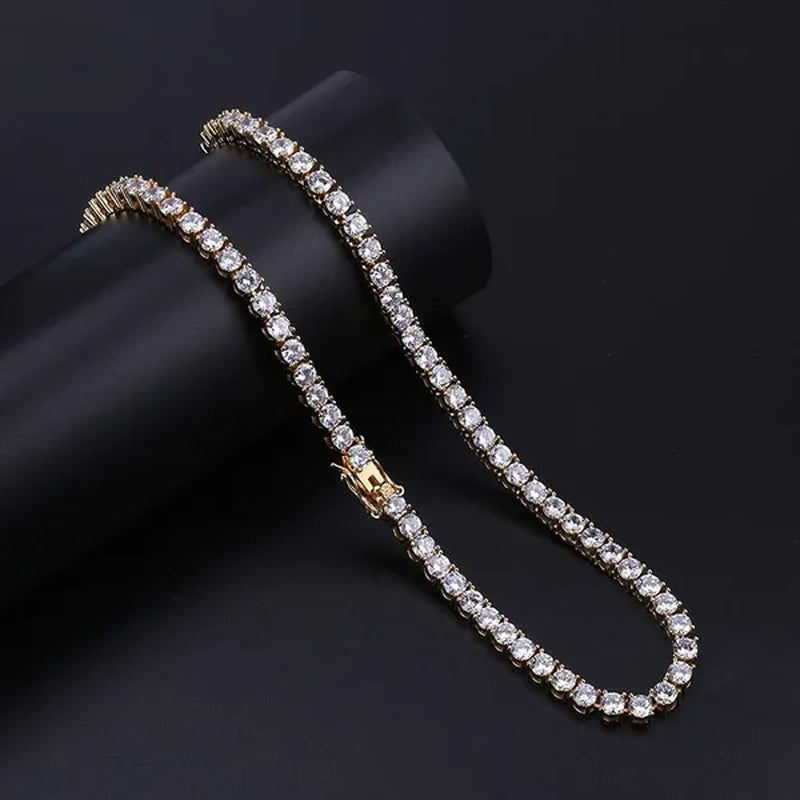 Necklace for Women Gorgeous Men's Gold Tennis Chain Icy Diamonds Hip Hop Choker Chain Necklace Bling Jewelry 18-30 Inches