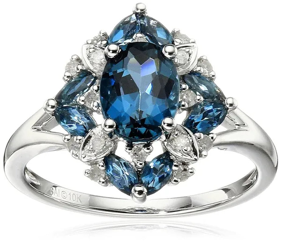 Gorgeous 925 Sterling Silver Lake Blue Aquamarine Wedding Engagement Ring  Size6-10