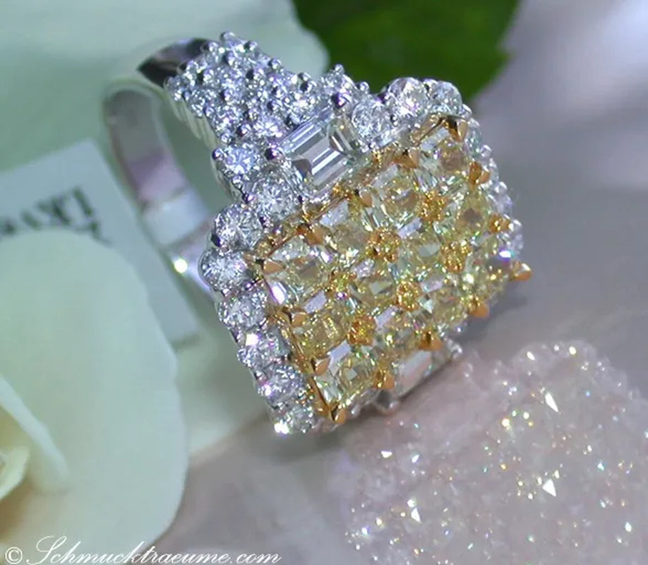 Sparkling 925 Sterling Silver Natural Gemstone Citrine Diamond Cluster Ring Party Bridal Wedding Women Jewelry Gifts Size 5 6 7 8 9 10