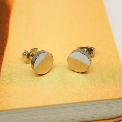 1PCS Stainless Steel Black Color Hypoallergenic Minimalist Flat Circle Earings for Men and Women Daily Wear Steel Titanium Earrings - WORLD TIME VISITS