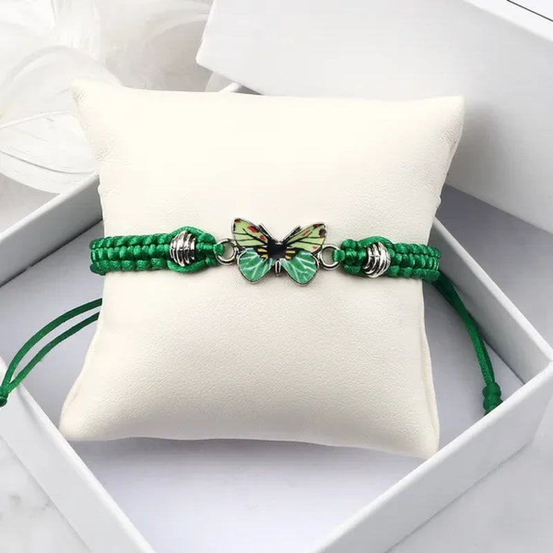 Women Black Woven Rope Bracelet Handmade Multicolor Butterfly Charm Adjustable Bracelets Fashion Friendship Jewelry Girls Gift - WORLD TIME VISITS