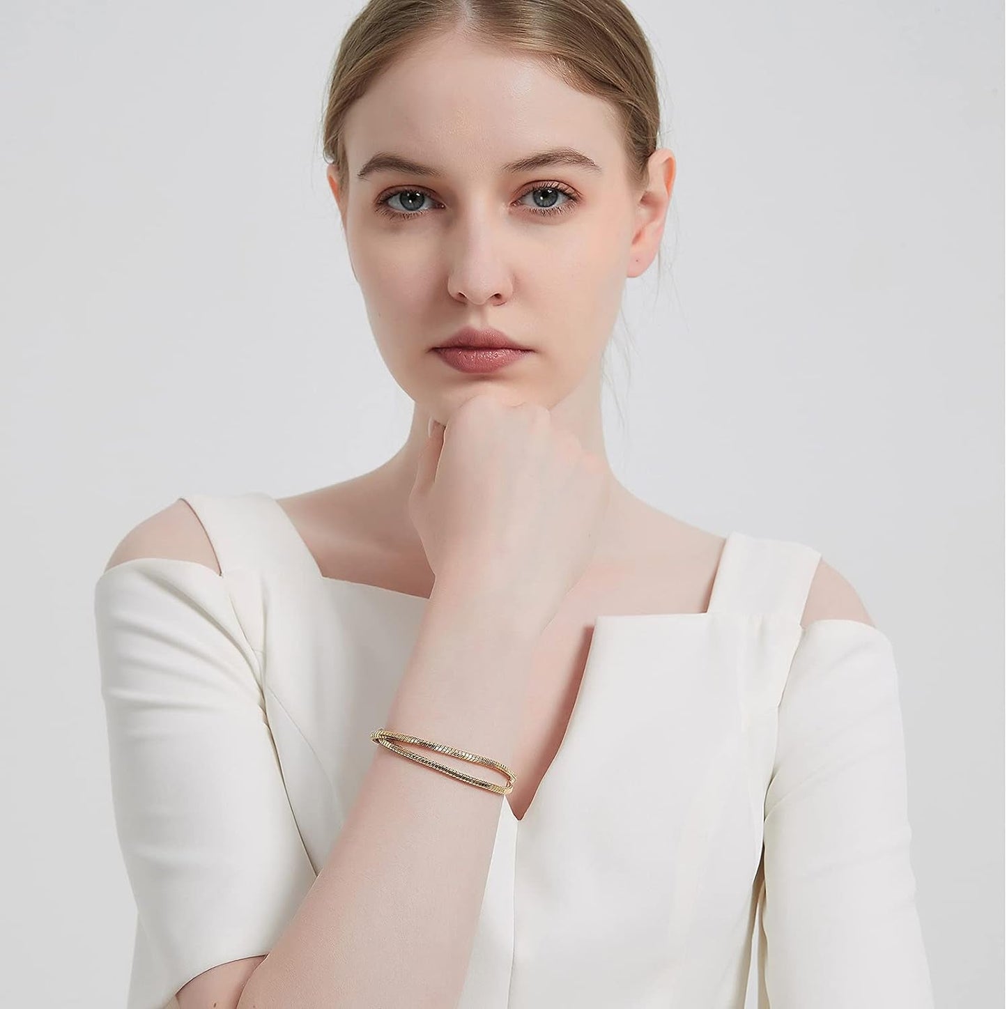 Two Layer 18K Gold Plated Brass Bracelet for Women/Link Chain Cute Bracelet/Fashion Gift for Women Girls