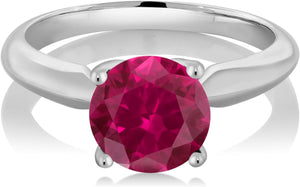 925 Sterling Silver round 7MM Gemstone Birthstone Solitaire Engagement Ring | Wedding Engagement Anniversary Promise Ring for Women