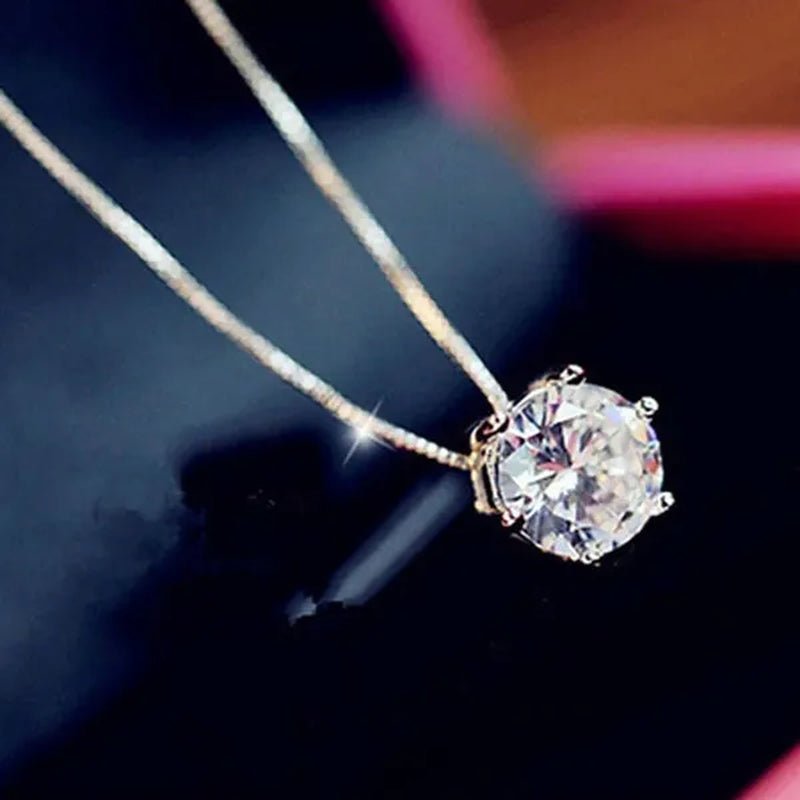Women Simple Trendy Zircon Rhinestone Choker Necklace Shine Diamond Silver Chain Jewelry
