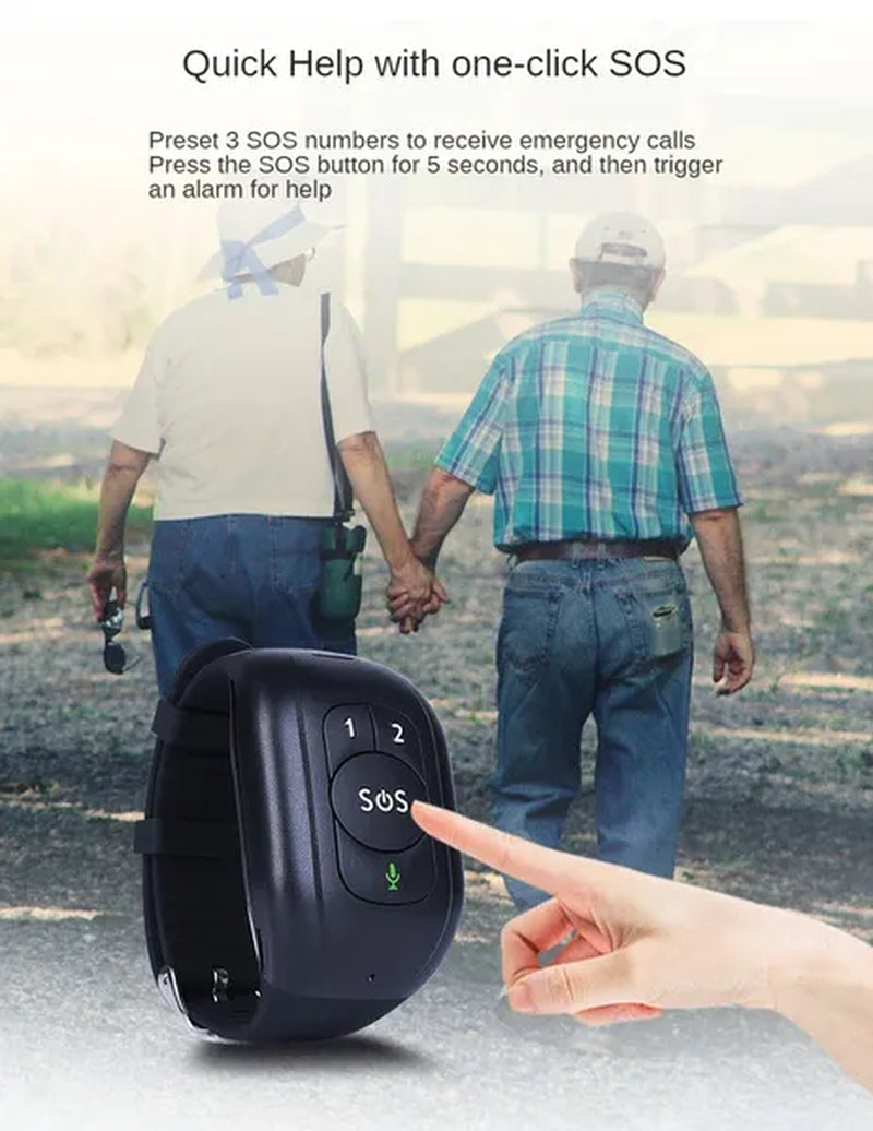 Elderly GPS Positioning Bracelet Waterproof Anti-Lost Heart Rate Blood Pressure Body Temperature Dementia Blind Smart Positioning Watch