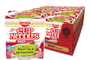 Cup Noodles Soup, Beef Flavor, Microwaveable Paper Cups, Instant Ramen, 2.25 Ounce (Pack of 12)
