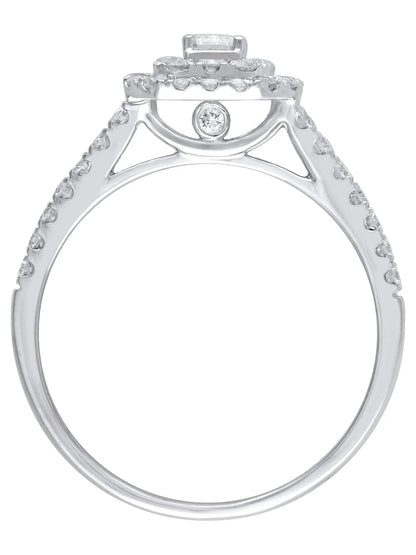 1 Carat T.W. (I2 Clarity, H-I Color)  Emerald Cut Diamond Engagement Ring in 10Kt White Gold, Size 9