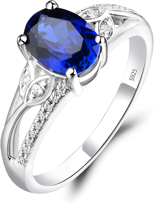 925 Sterling Silver Oval Shaped 8X6 MM Gemstone Ring Leaf Engagement Ring for Women