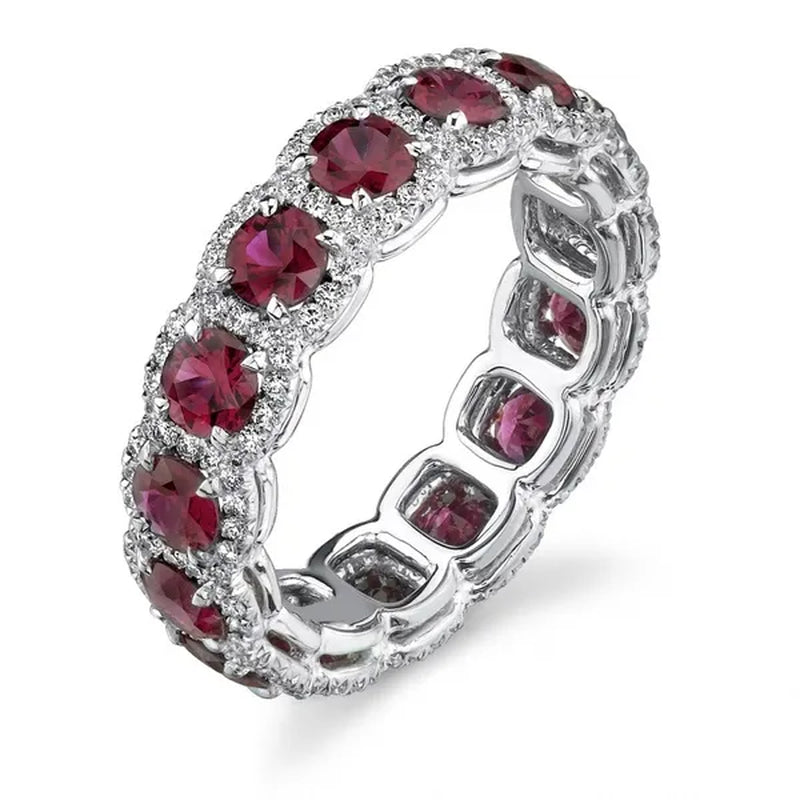 1.20Ct Womens Red Garnet Wedding Ring Size 6-10