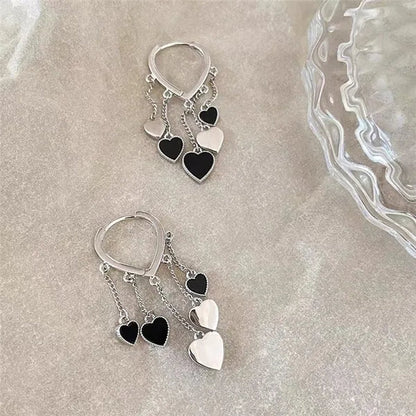 New Style Black Love Earrings Ladies Tassel Earrings Temperament Cold Wind Earrings - WORLD TIME VISITS