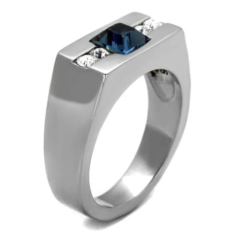Men'S 1.68Ct Montana Princess Cut Simulated Diamond Stainless Steel Ring Size 8-13