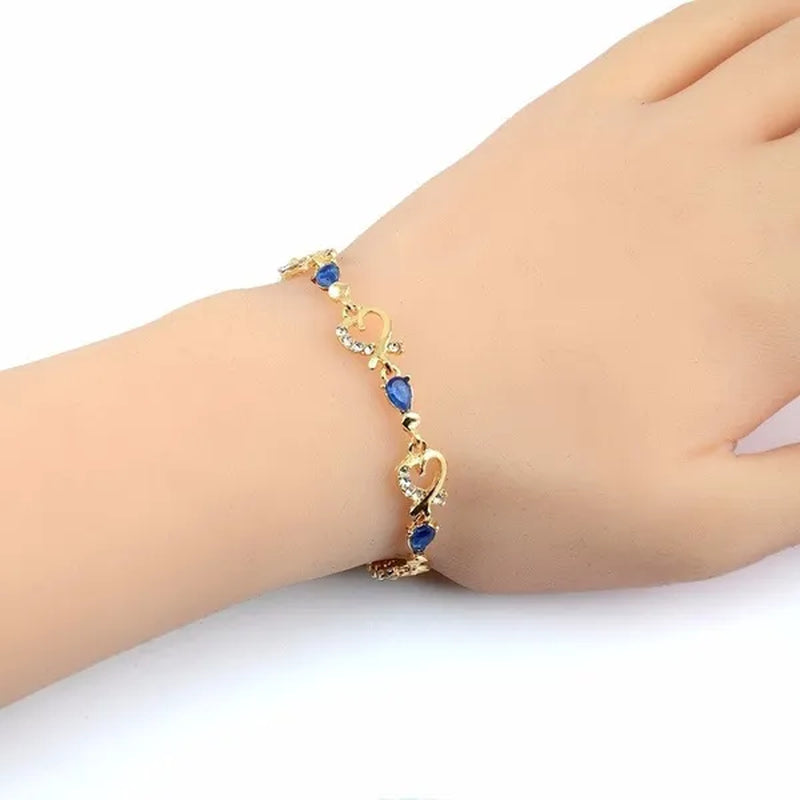 Trendy Women/Lady'S Fashion Crystal Diamond 18K Gold Plated Heart 5 Colors CZ Stones Bracelets & Bangles Jewelry Gifts
