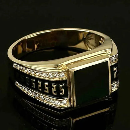 Luxury Men'S Fashion Groom Wedding Engagement Jewelry Boyfriend Father'S Day Birthday Gift Noble Gentleman Anniversary Party Ring Brand Jewelry US Size 5-14