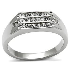 Men's .26 Ct Simulated Diamond High Polished Stainless Steel 316 Ring Size 8-13