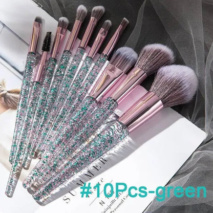 6/10PCS Professional Makeup Brush Diamond Crystal Brush Set Acrylic Handle Foundation Blush Brush Powder Mixed Eye Shadow Tool Kit
