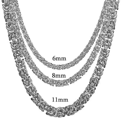6/8/11mm Men Chain Silver Byzantine Stainless Steel Curb Chain Cuban Necklace 16"-40" Bracelet 7"-11"