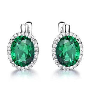 Majesty Diamonds MDS210254 Oval Green Nano Emerald Dangle & Drop Earrings in 0.925 White Sterling Silver