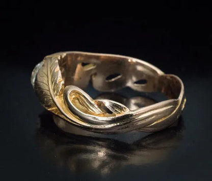 Classic Women's Fashion Natural Gemstones White Sapphire Gold Maple Leaf Ring Anniversary Gift Engagement Wedding Band Rings Jewelry Size 5-10