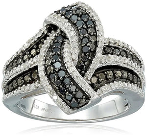 Exquisite Women'S Ring Black & White Sapphire Jewelry Birthday Proposal Gift Bridal Engagement Party Band Rings Size 5 - 11