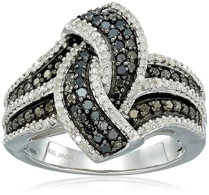 Exquisite Women'S Ring Black & White Sapphire Jewelry Birthday Proposal Gift Bridal Engagement Party Band Rings Size 5 - 11