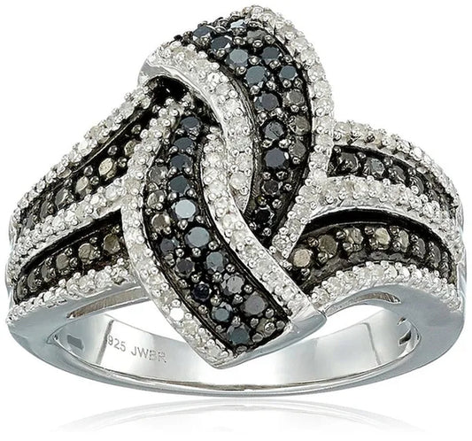 Exquisite Women'S Ring Black & White Sapphire Jewelry Birthday Proposal Gift Bridal Engagement Party Band Rings Size 5 - 11