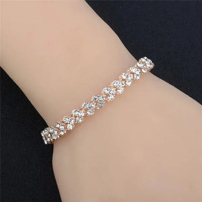 European and American Fashion Roman Style Women'S Zircon Bracelet Shiny Zircon Wedding Engagement Bracelet Valentine'S Day Anniversary Gift Birthday Party Jewelry
