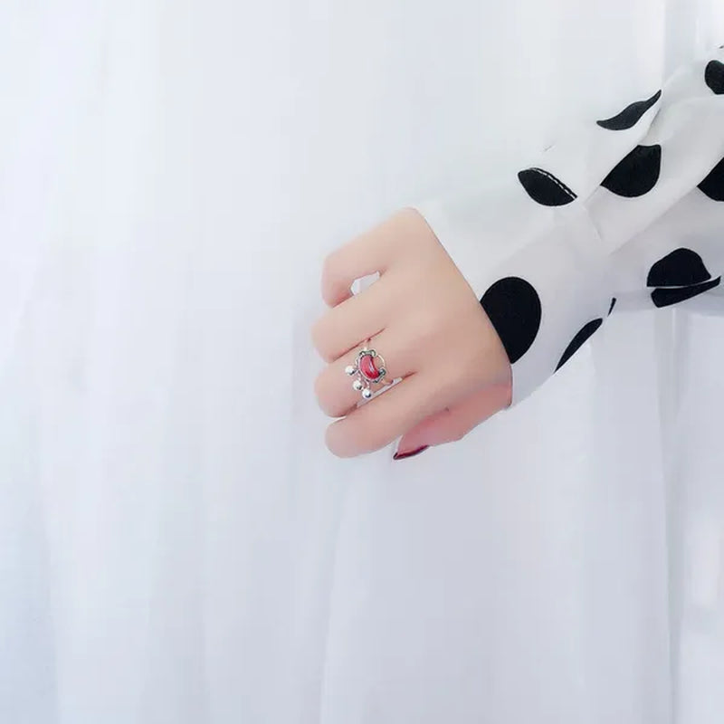 Popular Women'S Fashion 925 Sterling Silver Ring Elegant Retro Ruby Longevity Lock Jewelry Wedding Engagement Party Ring Size 5-11
