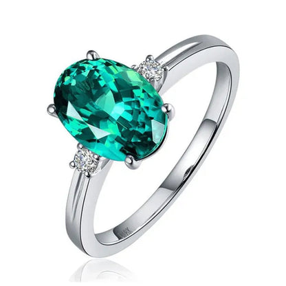 Fashion Jewelry Ellipse Emerald Sapphire Zircon Aaas Ring Gold-Plated Opening Adjustable Rings