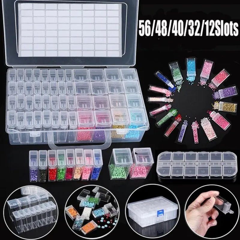 56/48/40/32/12 Diamond Painting Tools Accessories Beads Container Rhinestone Diamond Embroidery Stone Storage Convenience Box - WORLD TIME VISITS