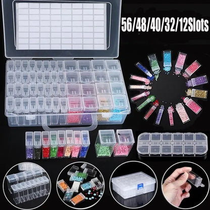 56/48/40/32/12 Diamond Painting Tools Accessories Beads Container Rhinestone Diamond Embroidery Stone Storage Convenience Box - WORLD TIME VISITS