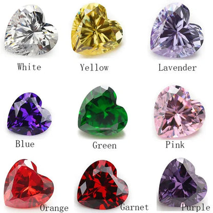 50Pcs 3X3~15X15 AAAAA Heart Shape White , Voilet,Olive , Purple, Black, Pink Cubic Zirconia Stone Loose Cz