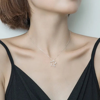 Luxury S925 Sterling Silver Full Diamond Key Star Antlers Pearl Heart Shaped Pendant Necklace Women Fashion Silver Jewelry Lady Personality Pendant Gift for Girl