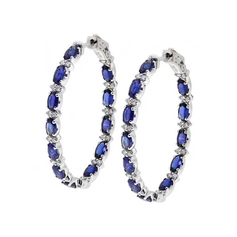 Fashion Jewellery Lady Gold-plated Ellipse Sapphire Zircon AAA Tassels Earrings