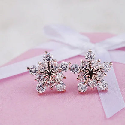 Elegant Stud Earrings Christmas Winter Snowflake Earrings Women Simple Jewelry