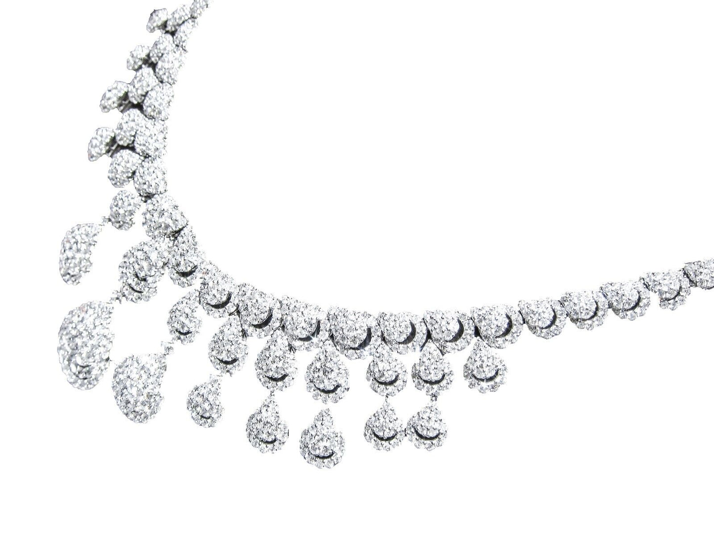 DIAMOND ROUND BRILLIANT SHAPE SET NECKLACE DANGLE DROP STYLE DIAMOND NECKLACE
