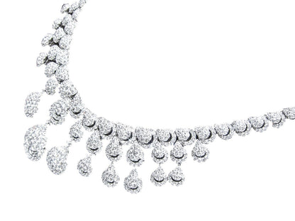 DIAMOND ROUND BRILLIANT SHAPE SET NECKLACE DANGLE DROP STYLE DIAMOND NECKLACE
