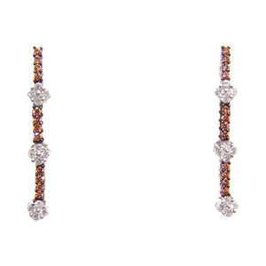 DIAMOND 24 WHITE 24 FANCY CHAMPAGNE COLOR DIAMOND LINE DROP EARRING PUSH BACKS