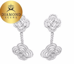 DIAMOND ROUND BRILLIANT SHAPE PRINCESS SHAPE DANGLE EARRING