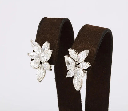 Diamond Cluster Earring 7.39 carats of white pear and marquise shape